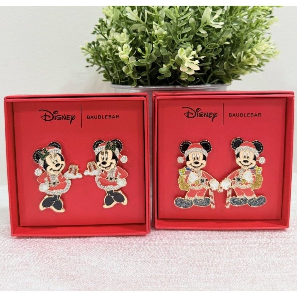 Bundle Set Of 2 Disney x BaubleBar Mickey & Minnie Christmas Earrings